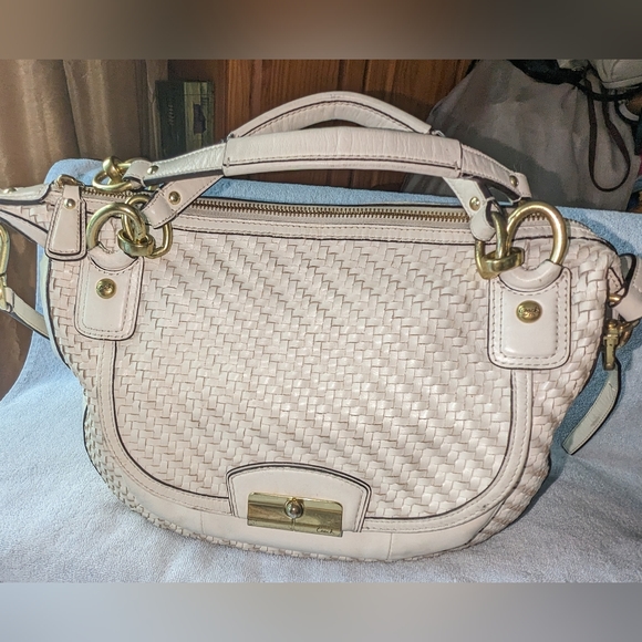 Coach Handbags - Coach Kristin woven leather satchel crossbody bag. F 23048